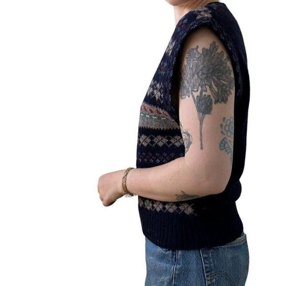 Vintage 1990s Womens The Villager Shetland Wool Preppy V Neck Sweater Vest Sz L - Picture 7 of 8